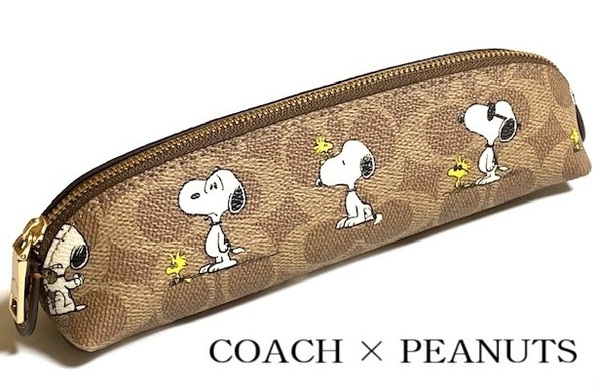 とっても可愛い♪ 大人気 COACH コーチ X ピーナッツ 限定コラボ シグネチャー スヌーピー プリント ペンケース CBT17 新品本物