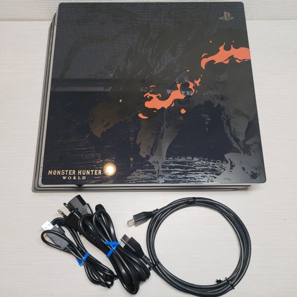 【中古動作品】PlayStation4 PS4 CUH-7100B 1TB モンスターハンターワールド リオレウスエディション 本体のみ FW12.50