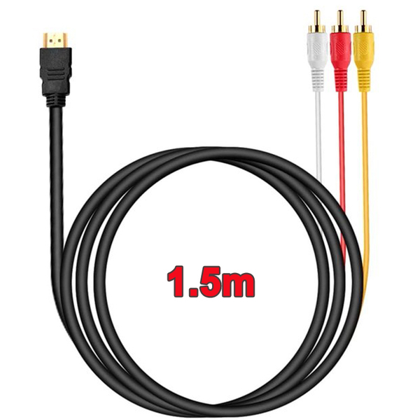 1.5m HDMI to RCA変換ケーブル HDMI to AVコンバータデジタル 3RCA/AV 変換ケーブル 金メッキプラグ 純銅コア PVCケース