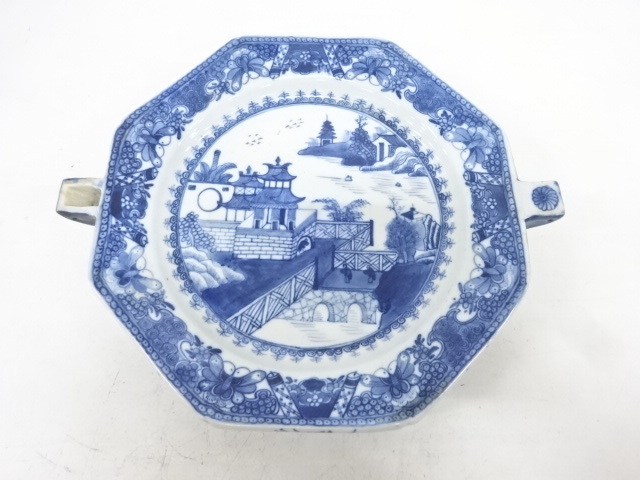 伊万里 染付 水注 [B22450] 風景図 古美術 古玩