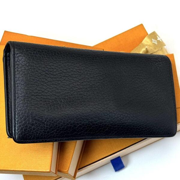 良品 ルイヴィトン トリヨン ポルトフォイユ ブラザ 財布 長財布 折り財布 二つ折り M58192 黒 ブラック ノワール LOUIS VUITTON レザー