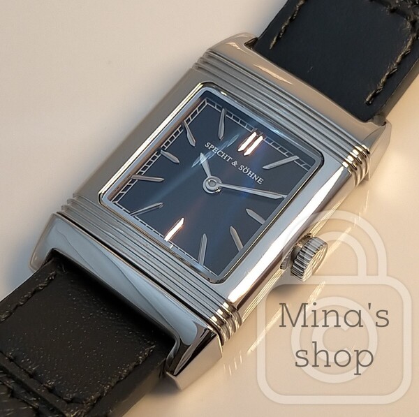 驚愕のプロダクト化/まるで宝飾品の様な美しさ【Ronda751搭載/新品】レクタングル 反転ケース採用 サファイア 316L 耐磁性能 ブラック