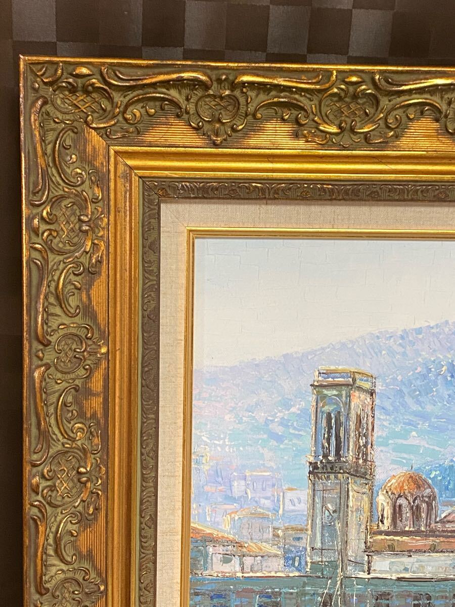 真作 油彩画 油絵 作者不明 サイン有 風景画 約10号大 海外