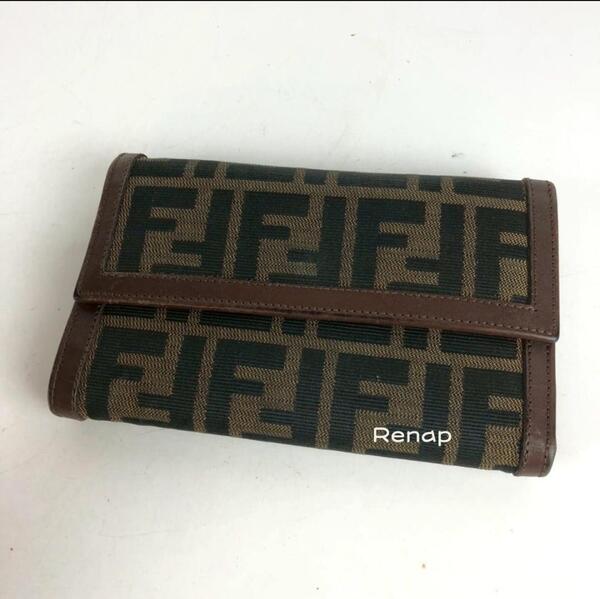 FENDI フェンディ ズッカ柄 長財布 ブラウン レディース ブランド 正規品 安心取引 本物保証 お洒落 モダン 上品 高級 大人