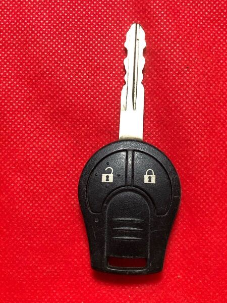 日産 純正 キーレス リモコン 鍵 2ボタン BPA1H-15 動作確認済 赤ランプ クリック感有 マーチ キューブ等 (666)