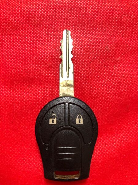 日産 純正 キーレス リモコン 鍵 2ボタン BPA1H-15 動作確認済 赤ランプ クリック感有 マーチ キューブ等 (711)
