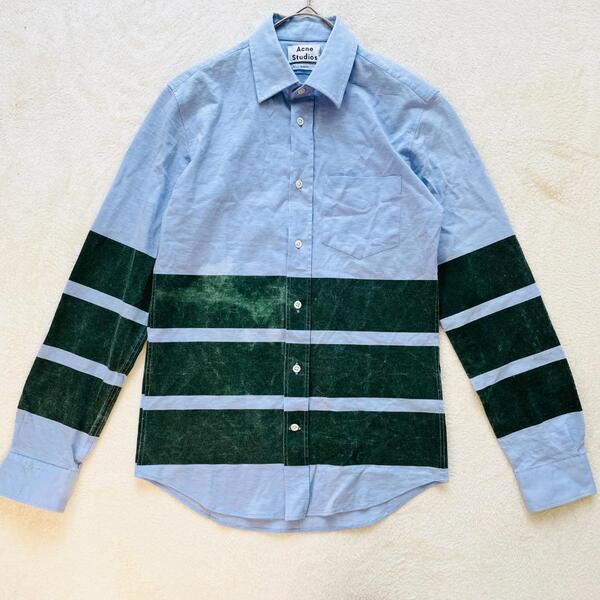 Acne Studiosアクネステュディオズ OTIS ストライプ 長袖シャツ メンズ ブルー スリム M~L