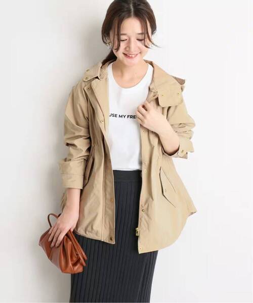 【定価17,600円】SLOBE IENA スローブイエナ 2WAYミドルミリタリーフードブルゾン ベージュ系 S36 美品
