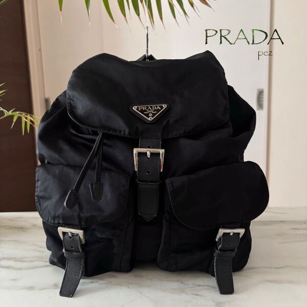 正規品 PRADA プラダ テスート リュックバッグ*レディース メンズ 牛革 本革 レザー ブラック 黒 肩掛け ショルダー バックパック