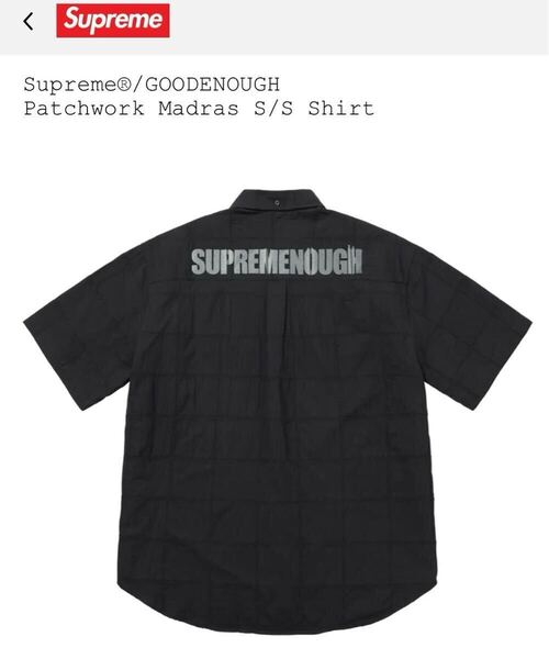 新品 Supreme GOODENOUGH Madras S/S Shirt L シュプリーム グッドイナフ ミラノ購入 正規品 ステッカー付 半袖シャツ ブラック 黒