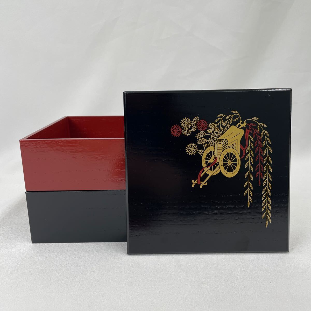 平安象彦黒塗鶴蒔絵重箱 / Kyoto 'Zohiko' Black-lacquered