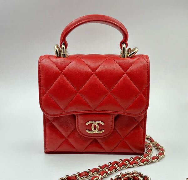 CHANEL シャネル ミニマトラッセ ショルダーバッグ トップハンドル レッド