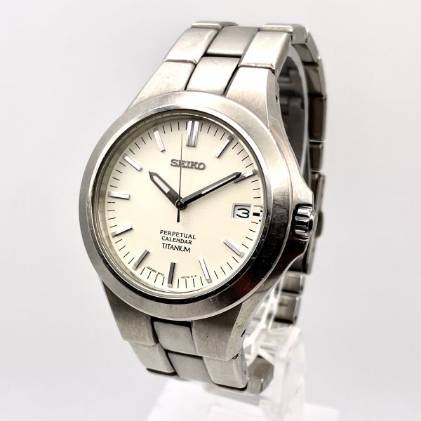 【稼働品】SEIKO セイコー 8F32-00J0 TITANIUM カレンダー WTS] Seiko Perpetual Calendar Titanium Watch (Ref. 8F32-00J0