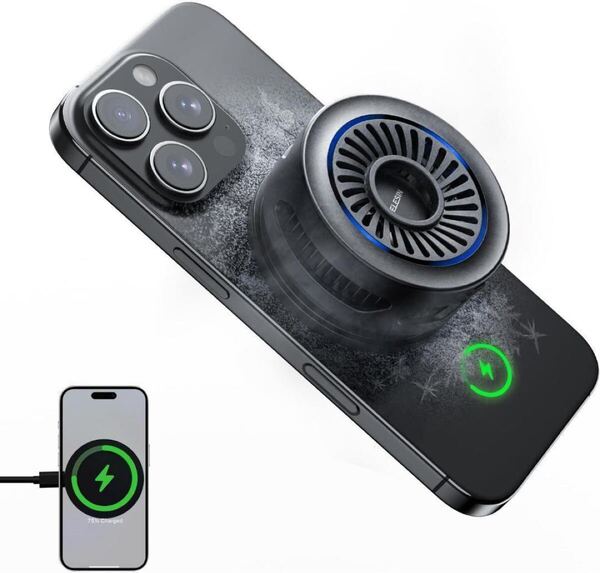 スマホ 冷却ファン 瞬間冷却 マグネット スマホクーラー ワイヤレス充電 ペルチェ素子 静音 スマート温度制御 iphone 冷却ファン 軽量