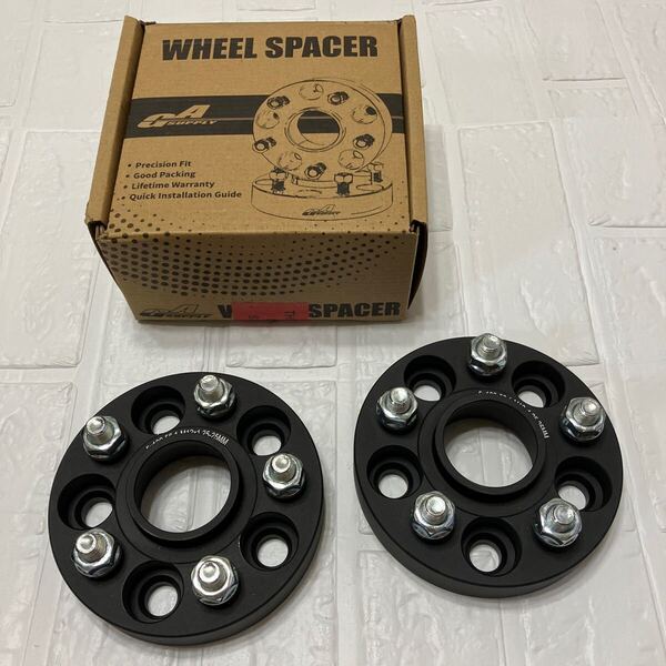 GAsupply 鍛造ワイドトレッドスペーサー PCD100 5H 内径56.1 M12XP1.25 厚さ25mm ワイトレハブリング一体 マットブラック【2枚セット】