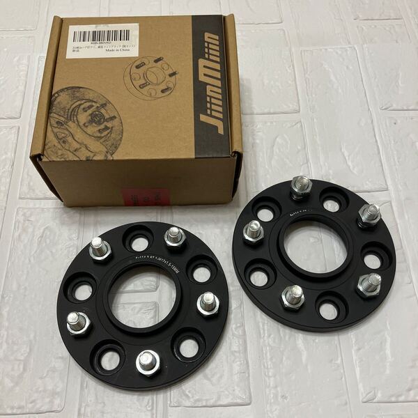 JiiinMiiin ハブ付 ワイドトレッドスペーサー 15mm PCD114.3 5H 内径67.1mm M12×P1.5 鍛造 マットブラック (2枚セット)
