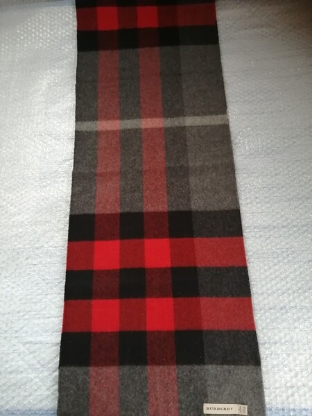 BURBERRY バーバリー マフラー ストール スカーフ ショール 大判 カシミヤ100% GIANTチェック柄 グレー&レッド 送料無料!