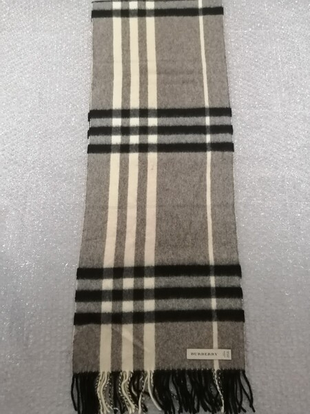 BURBERRY バーバリー マフラー ストール スカーフ ショール カシミヤ100% 送料無料! グレー&ホワイト&ブラック 灰白黒
