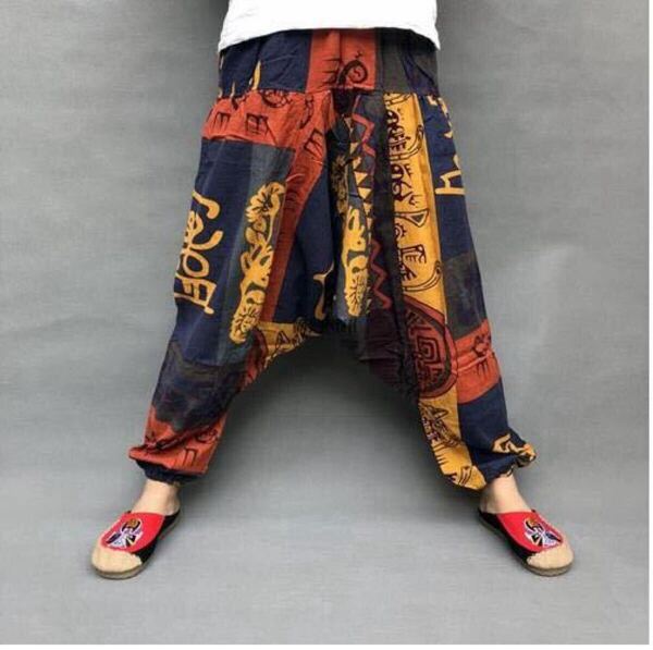 新品 人気 アジアン エスニック サルエルパンツ アラジンパンツ ダンス ヨガ ウエストゴム メンズ レディース 男女兼用