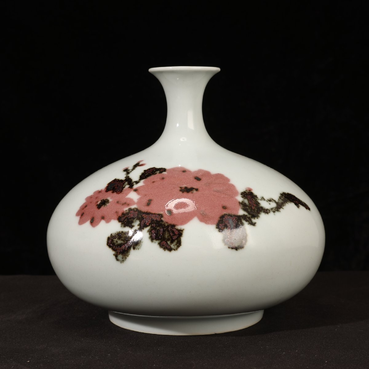 花瓶□李朝 時代物 唐木花台付き 古い花器 花生け 古玩 唐物