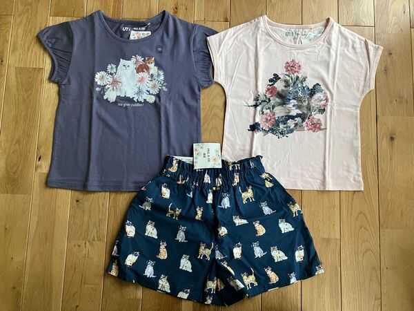 新品 ユニクロ 女の子 ポール&ジョー 半袖Tシャツ ショートパンツ 110