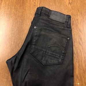 【GF001】G-STAR RAW W34 L34 コーティング加工 カラーパンツ ブラック 黒色 ストレッチ生地 メンズブランド古着 ジースターロウ 送料無料