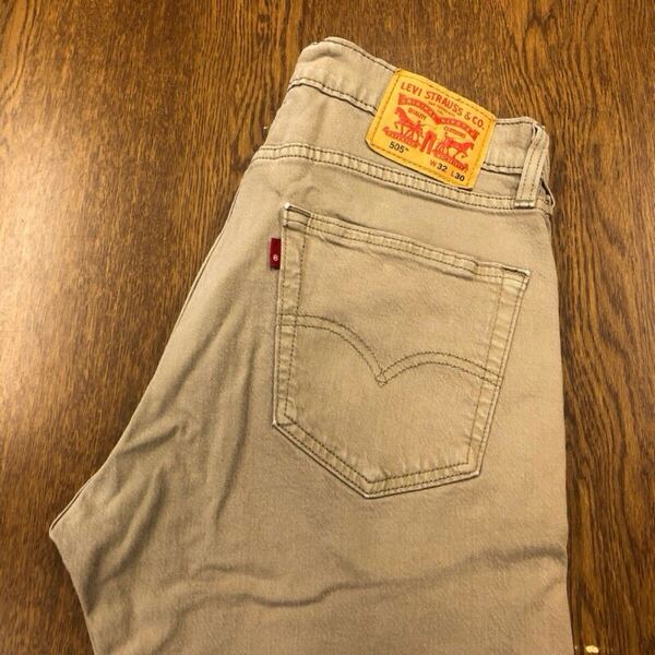 【GF005】Levi's 505 W32 L30 カラーパンツ ベージュ ストレッチ生地 メンズブランド古着 リーバイス505 送料無料