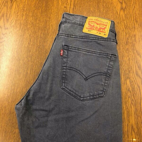 【GF008】Levi's 511 W33 L30 カラーパンツ グレー 灰色 ストレッチ生地 メンズブランド古着 リーバイス511 送料無料