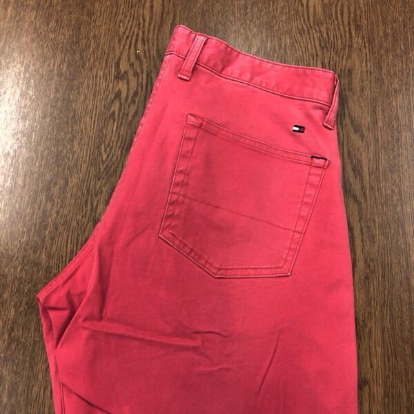 【GF021】日本製 TOMMY HILFIGER SPORT Lサイズ カラーパンツ ピンク ストレッチ生地 薄地 ブランド古着 トミーヒルフィガー 送料無料