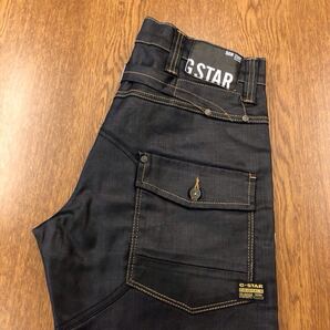【GF023】G-STAR RAW W32 L34 立体裁断 コーティング加工 シンチバック カラーパンツ ダークネイビー ブランド古着 ジースターロウ送料無料