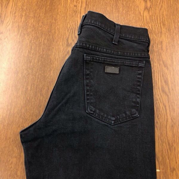 【GF027】Wrangler W34 L34 カラーパンツ ブラック 黒色 ストレッチ生地 メンズブランド古着 ラングラー 送料無料