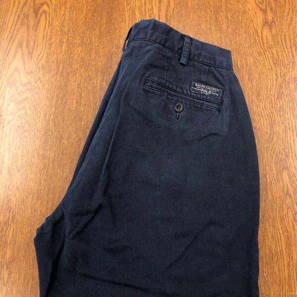 【GF052】POLO RALPH LAUREN W34 L32 チノパンツ ワークパンツ ネイビー メンズブランド古着 ポロ ラルフローレン 送料無料