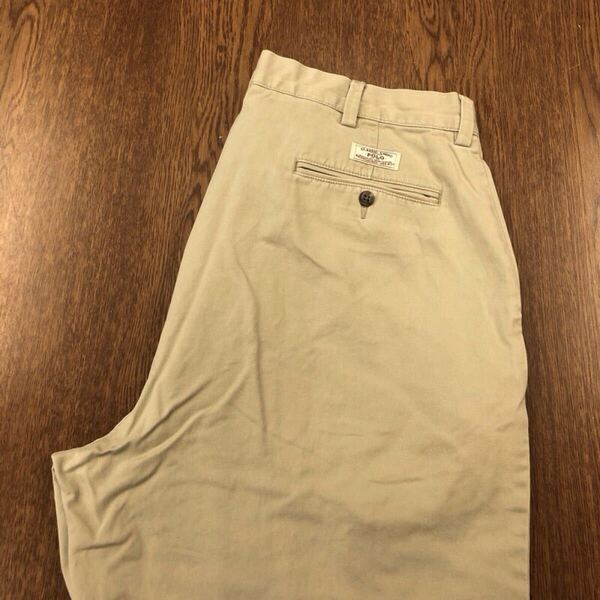 【GF056】POLO by Ralph Lauren W36 L32 チノパンツ ワークパンツ ベージュ 両裾スリット ブランド古着 ポロ ラルフローレン 送料無料