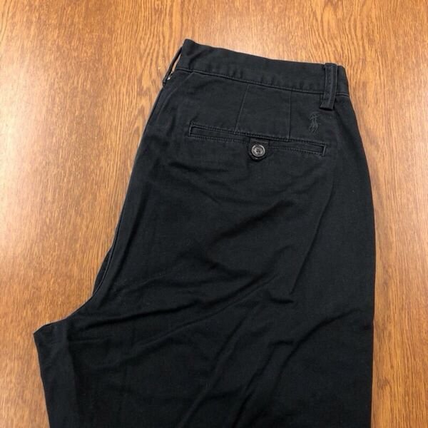 【GF057】POLO RALPH LAUREN W32 L30 チノパンツ ワークパンツ ブラック TALON ZIP ブランド古着 ポロ ラルフローレン 送料無料