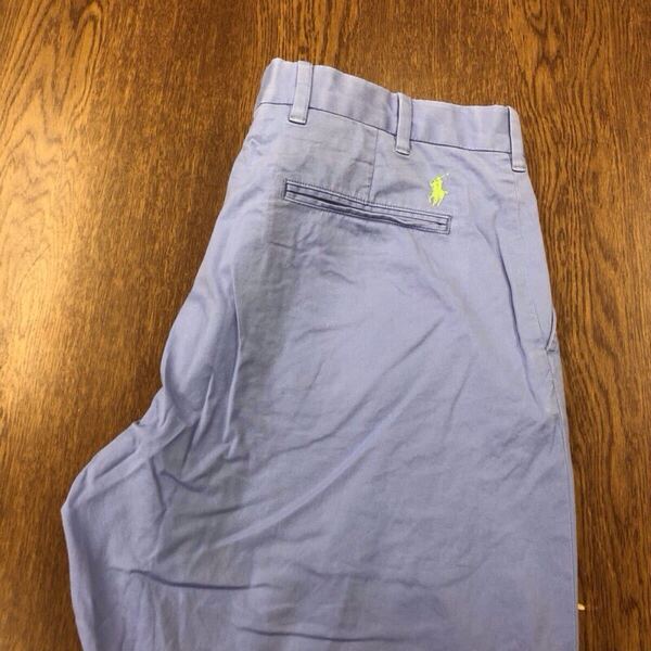 【GF059】POLO GOLF RALPH LAUREN W36 L30 薄地 チノパンツ ワークパンツ ライトブルー ストレッチ生地 ブランド古着 ポロゴルフ 送料無料
