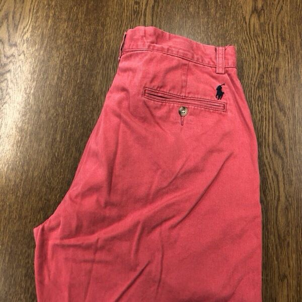 【GF061】POLO by Ralph Lauren W33 L30 チノパンツ ワークパンツ ピンク メンズブランド古着 ポロ ラルフローレン 送料無料