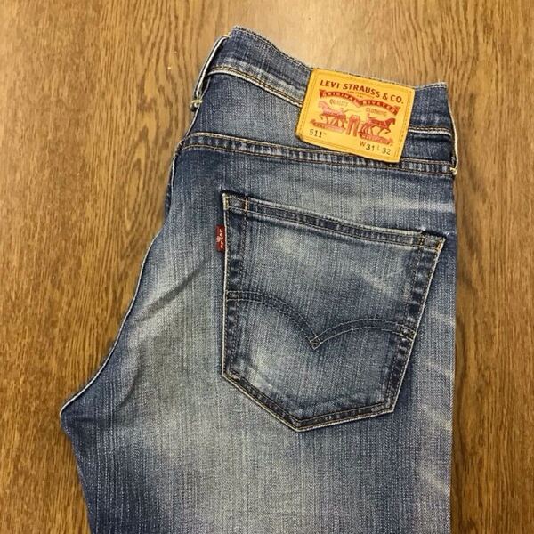 【GF120】Levi's 511 W31 L32 色落ち加工 ジーンズ ジーパン デニムパンツ ストレッチ生地 メンズブランド古着 リーバイス511 送料無料