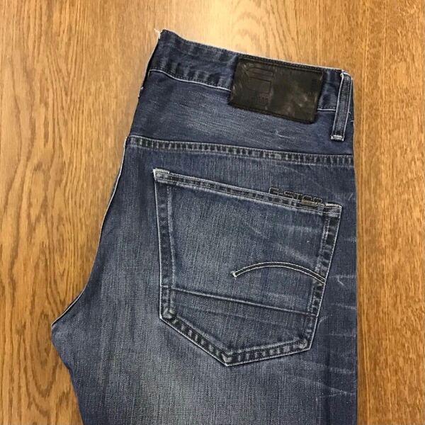 【GF167】G-STAR RAW W33 L32 色落ち加工 ジーンズ ジーパン デニムパンツ メンズブランド古着 ジースターロウ 送料無料