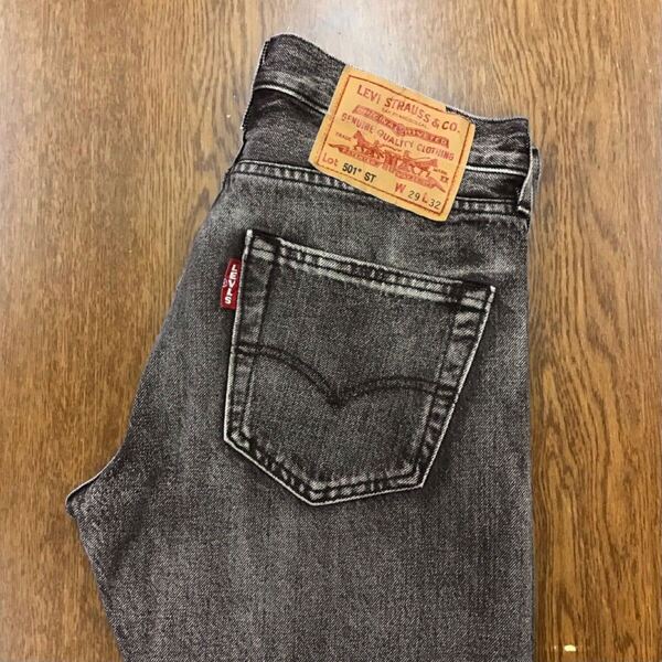 【GF174】Levi's 501ST W29 L32 色落ち加工 ブラック ジーンズ ジーパン デニムパンツ ストレッチ ブランド古着 リーバイス501ST 送料無料