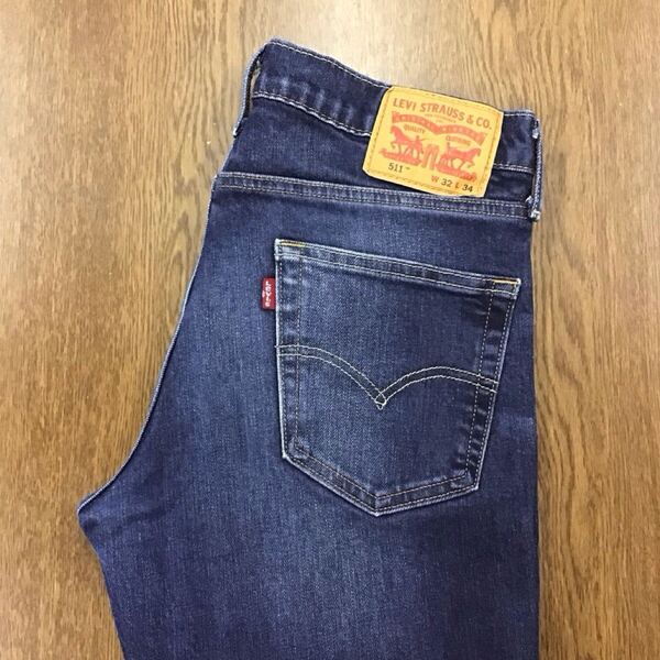 【GF178】Levi's 511 W32 L34 色落ち加工 ジーンズ ジーパン デニムパンツ ストレッチ生地 メンズブランド古着 リーバイス511 送料無料