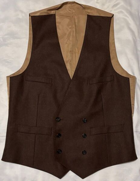 状態良好 LARDINI サルトリアラインモデル ラルディーニ サイズ 46 S〜M ジレ ベスト 最高級 ブラウン系 ウール 100% ダブル イタリア製