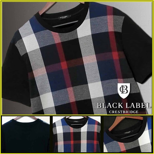 希少LLサイズ!圧巻の存在感!Front CBチェック Tシャツ 半袖 カットソー▼ブラックレーベルクレストブリッジ CRESTBRIDGE バーバリー