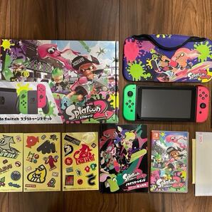 即決!送料無料!任天堂 Switch スイッチ スプラトゥーン2セット SD128G ガラスフィルム ポーチ イカすスタートガイド付