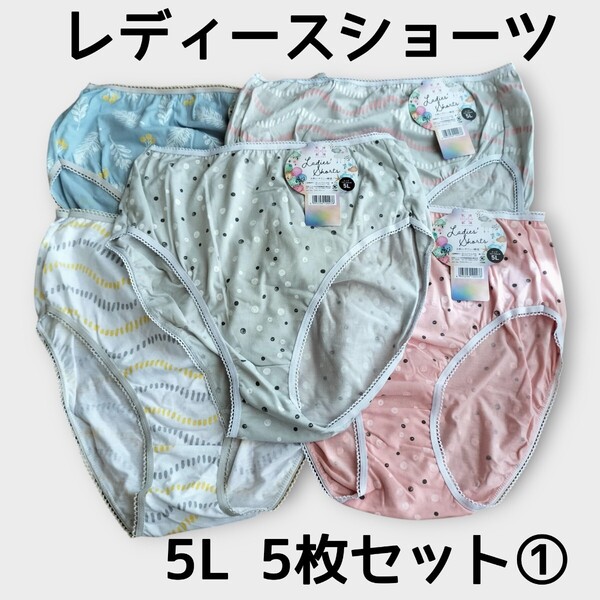 5Lショーツ5枚セット① レディース パンツ ヒップ112cm〜120cm 新品未使用