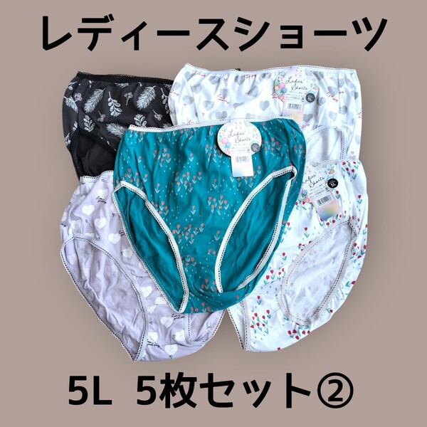 5Lショーツ5枚セット② レディース パンツ ヒップ112cm〜120cm 新品未使用