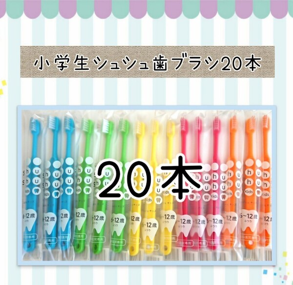 【新品未使用】小学生シュシュ歯ブラシ20本 歯科医院専用歯ブラシ 子供用歯ブラシ