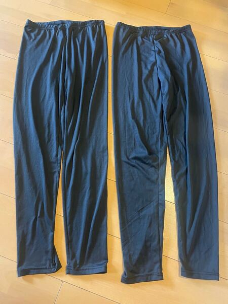 ★美品★冷感レギンス★ブラック2枚セット★スパッツストレッチUVカット★150160170★キッズ女の子