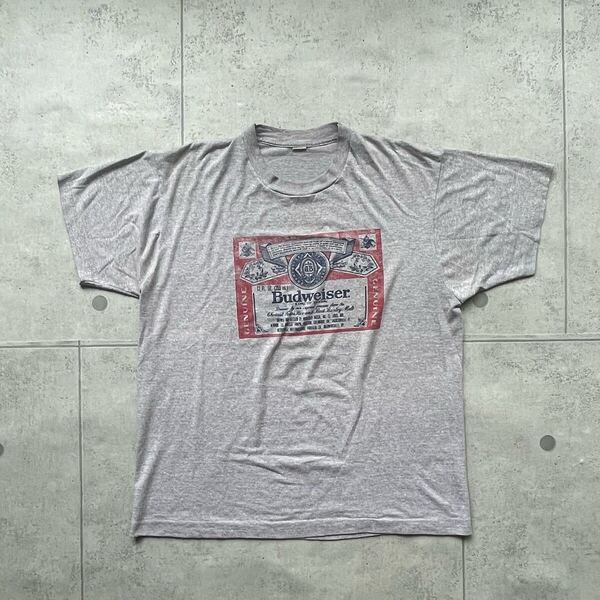 80s バドワイザー Budweiser 企業系 Tシャツ XL グレー 幅広