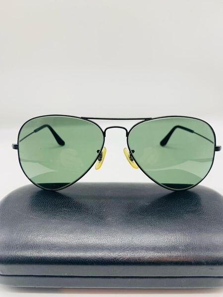 Ray-Ban Bausch&lomb USA AVIATOR Black Chrome ヴィンテージ 70’s ティアドロップサングラス レンズG15 サイズ 58口14 中古品 USA製