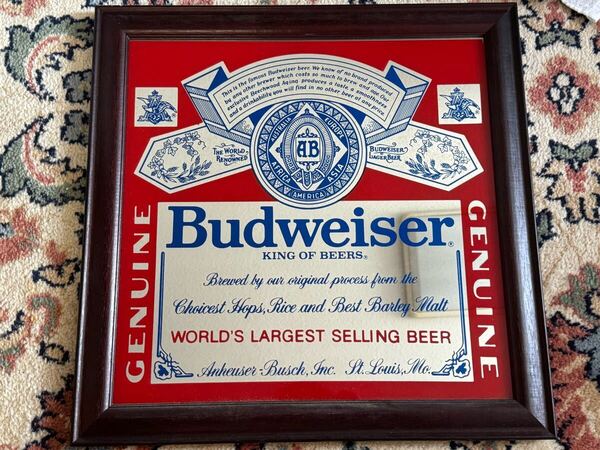 Budweiser パブミラー バドワイザー 壁掛け 鏡 ショップ インテリア ビンテージ バー 雑貨 ダイナー アメリカン 昭和レトロ ビール